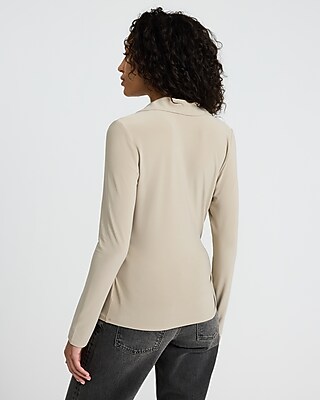 V-Neck Long Sleeve Surplice Polo Top - image 2