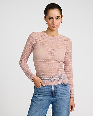 Lace Crew Neck Long Sleeve Tee - image 2