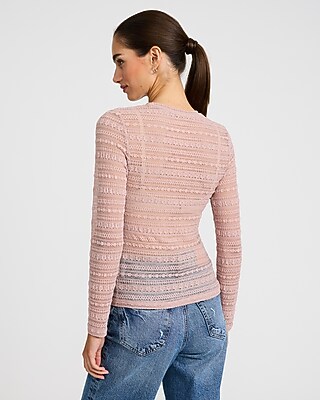 Lace Crew Neck Long Sleeve Tee - image 3