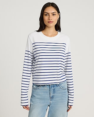 Supersoft Fitted Crew Neck Long Sleeve Tee | Express