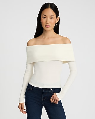 TODAYFUL ×Studio Doe Off Shoulder Shirt Side Ruched Off Shoulder Top | Last Tango Clothing