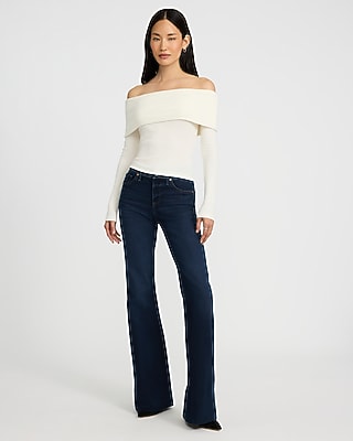 Fitted Ribbed Off The Shoulder Overlay Tee