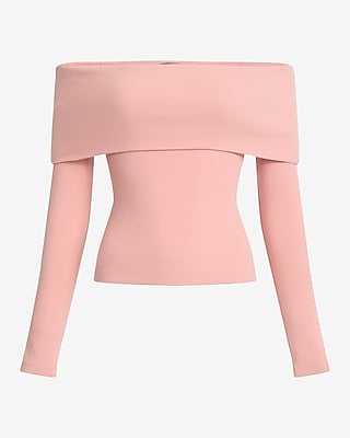 Fitted Ribbed Off The Shoulder Overlay Tee