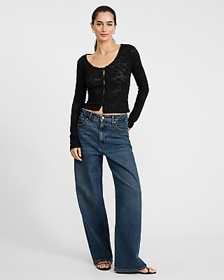 Lace Bow Front Scoop Neck Long Sleeve Tee - image 4