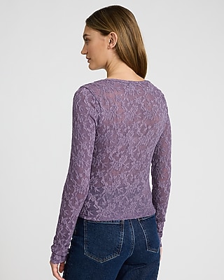 Lace Bow Front Scoop Neck Long Sleeve Tee - image 3