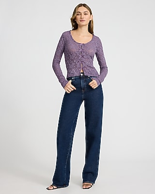 Lace Bow Front Scoop Neck Long Sleeve Tee - image 4