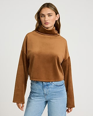 Striped Trim Quarter Zip Cropped Sweatshirt