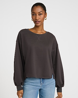 Crepe Convertible Dolman Long Sleeve Banded Bottom Sweater | Express