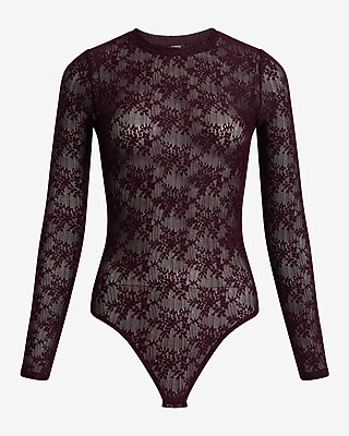 Lace Crew Neck Long Sleeve Bodysuit