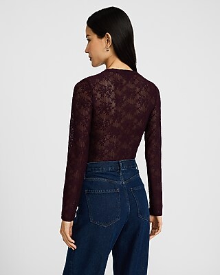 Lace Crew Neck Long Sleeve Bodysuit
