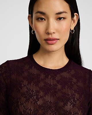 Lace Crew Neck Long Sleeve Bodysuit