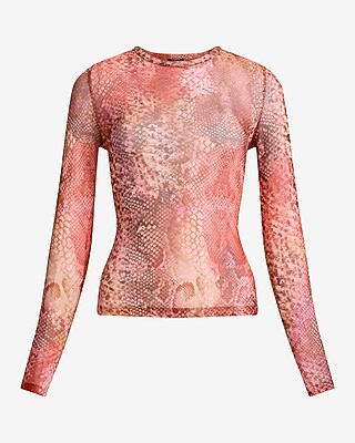 Mesh Snake Print Long Sleeve Tee