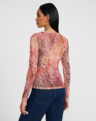 Mesh Snake Print Long Sleeve Tee