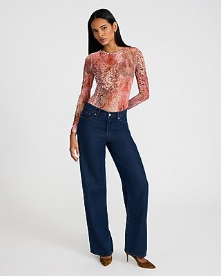 Mesh Snake Print Long Sleeve Tee