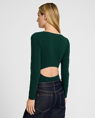 Body Contour Stretch Cotton Sweetheart Back Cut Out Bodysuit
