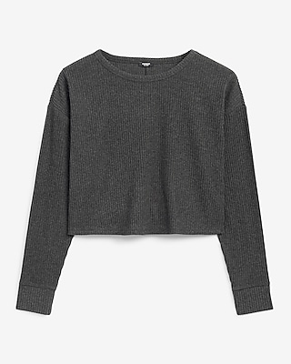 Cozy Ribbed Crew Neck Long Sleeve Tee