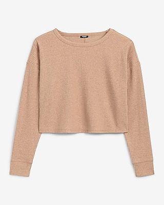 Cozy Ribbed Crew Neck Long Sleeve Tee