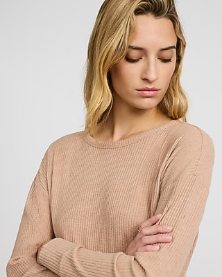Cozy Ribbed Crew Neck Long Sleeve Tee
