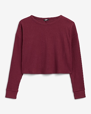 Cozy Ribbed Crew Neck Long Sleeve Tee