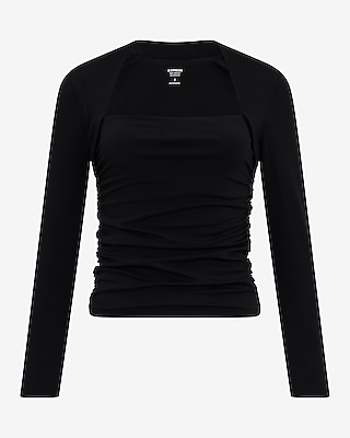 Body Contour High Compression Long Sleeve Ruched Shrug Tee