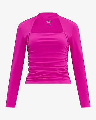 Body Contour High Compression Long Sleeve Ruched Shrug Tee