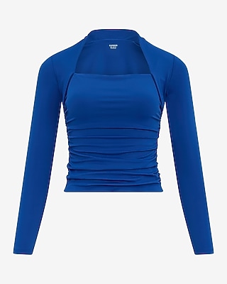 Body Contour High Compression Long Sleeve Ruched Shrug Tee