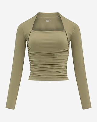 Body Contour High Compression Long Sleeve Ruched Shrug Tee