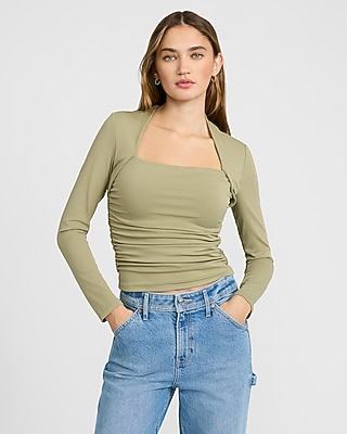 Body Contour High Compression Long Sleeve Ruched Shrug Tee