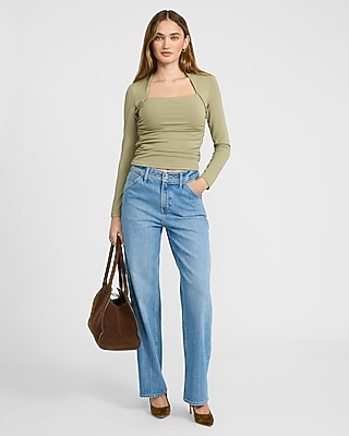 Body Contour High Compression Long Sleeve Ruched Shrug Tee