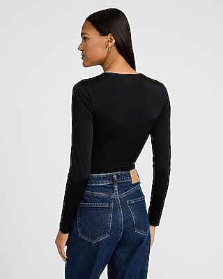 Body Contour Compression V-Neck Long Sleeve Ruched Bodysuit