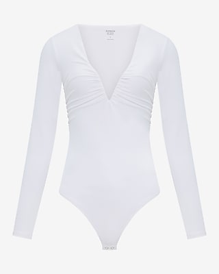 Body Contour High Compression V-Neck Long Sleeve Ruched Bodysuit