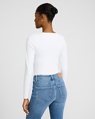 Body Contour High Compression V-Neck Long Sleeve Ruched Bodysuit