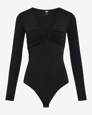 Body Contour High Compression V-Neck Long Sleeve Ruched Bodysuit