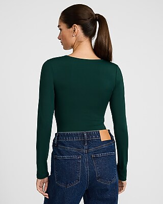 Body Contour High Compression V-Neck Long Sleeve Ruched Bodysuit