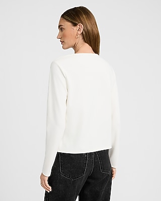 Crepe Draped Cowl Neck Long Sleeve Top