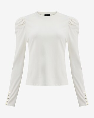 Cotton Crew Neck Puff Sleeve Tee