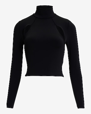 Body Contour High Compression Mock Neck Cutout Cropped Tee