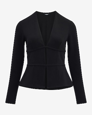 Signature Crepe Long Sleeve Banded Cutout Top