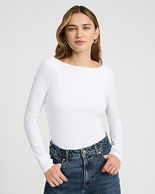 Supersoft Fitted Boat Neck Long Sleeve Tee | Express