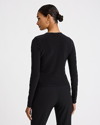 Matte Jersey Novelty Hardware Keyhole Long Sleeve Top