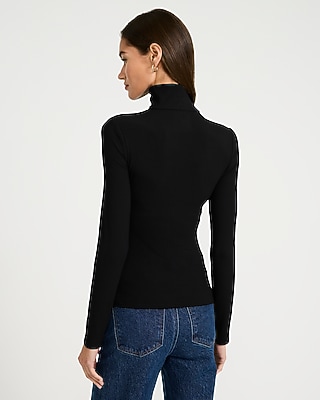 Fitted Ribbed Mock Neck Long Sleeve Top