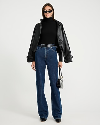 Fitted Ribbed Mock Neck Long Sleeve Top