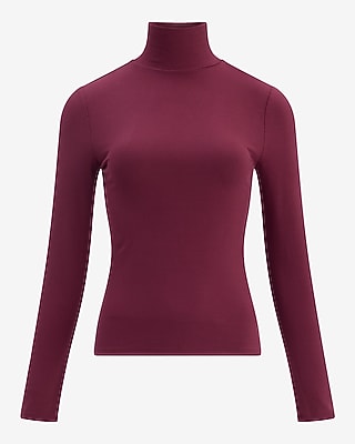 Fitted Ribbed Mock Neck Long Sleeve Top