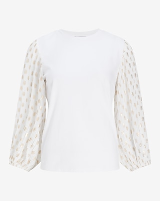 Chiffon Dot Print Sleeve Top