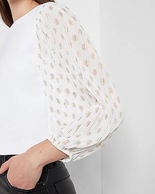 Chiffon Dot Print Sleeve Top