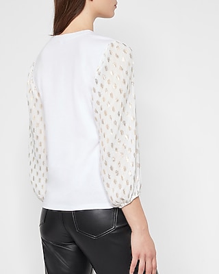 Chiffon Dot Print Sleeve Top