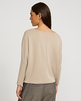LuxEssentials Boat Neck Long Sleeve Top