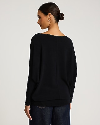 Relaxed Crepe Convertible Dolman Long Sleeve Sweater