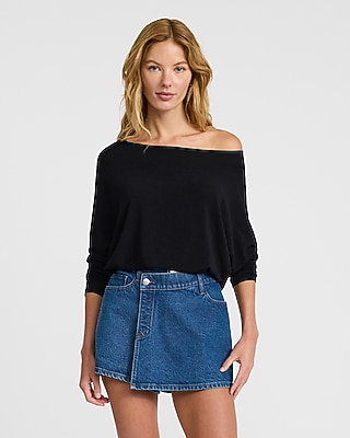 Relaxed Crepe Convertible Dolman Long Sleeve Sweater