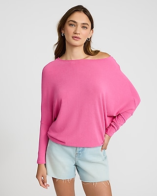 Relaxed Crepe Convertible Dolman Long Sleeve Sweater